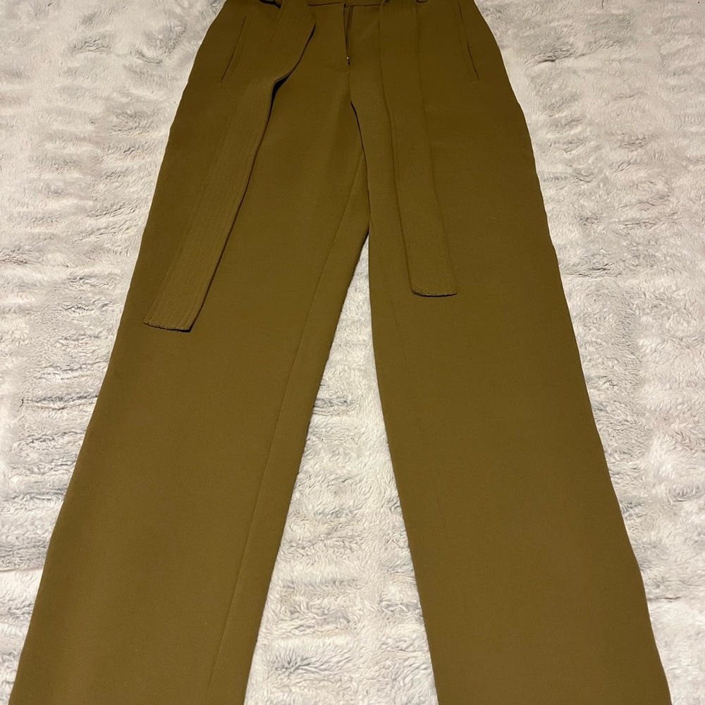 Wilfred Olive Green High-Waist Tie Belt Wide-Leg Pants